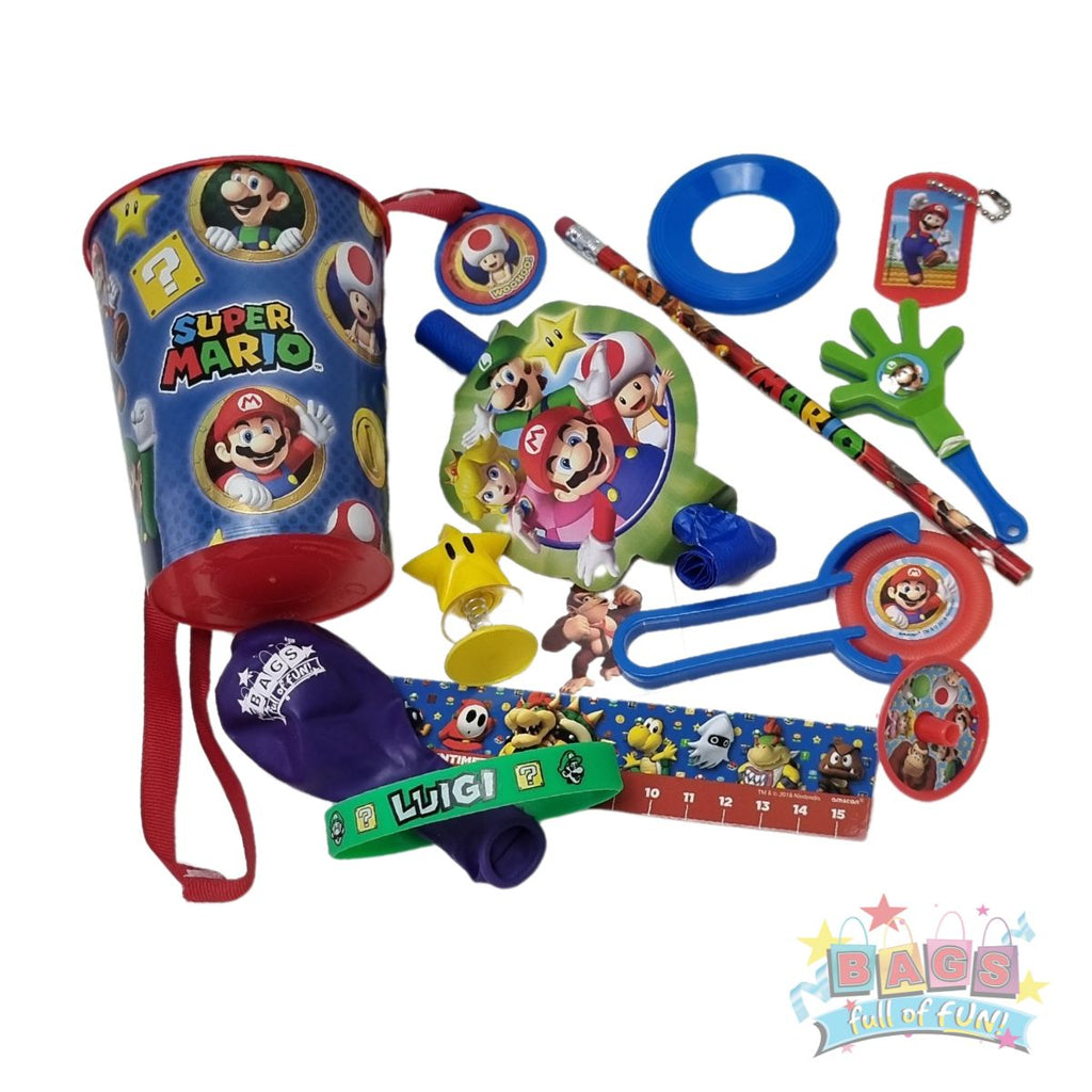 Super Mario Bros Premade party bag with favour cup