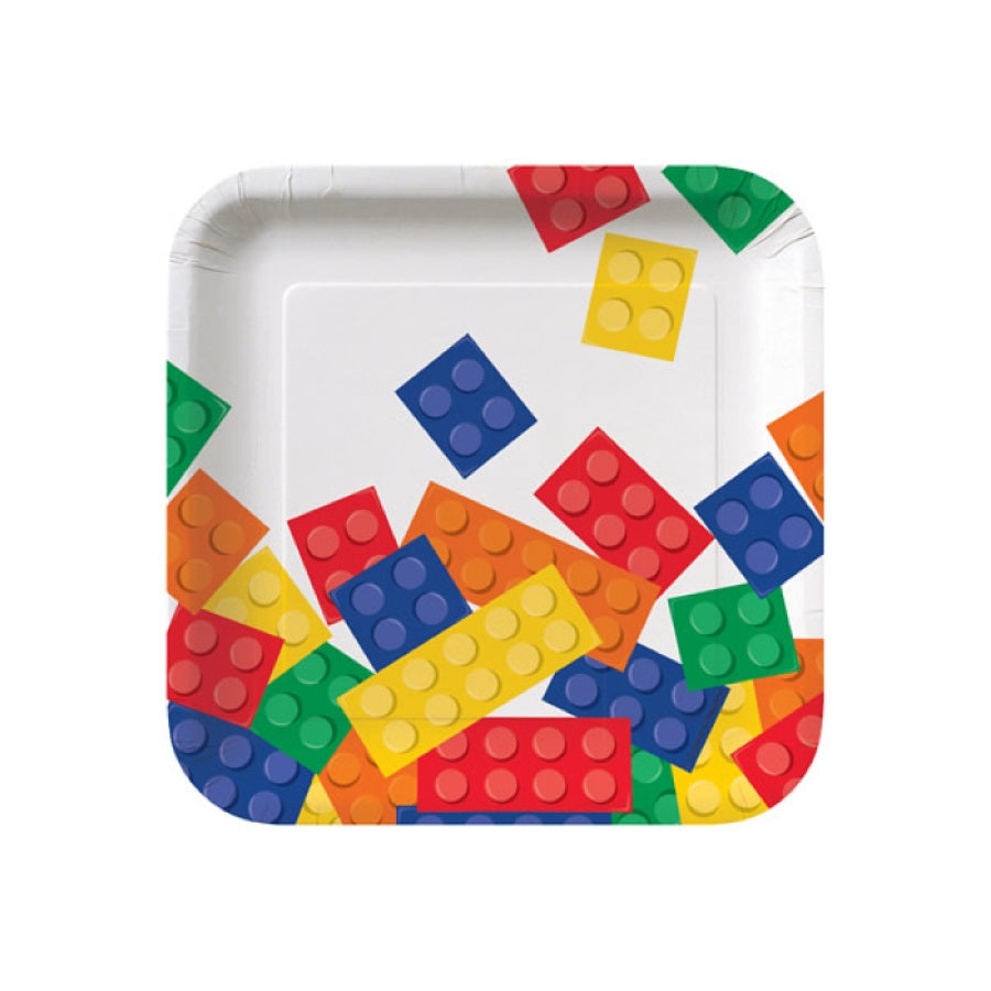Lego Style block themed party decorations and party favours